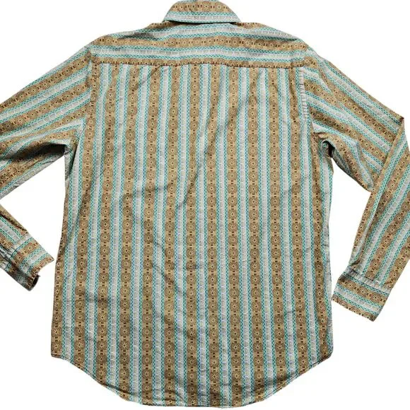 Vintage Lucky Brand Dungarees Shirt Mens Medium Stripe Long Sleeve Western 70s - Picture 11 of 12